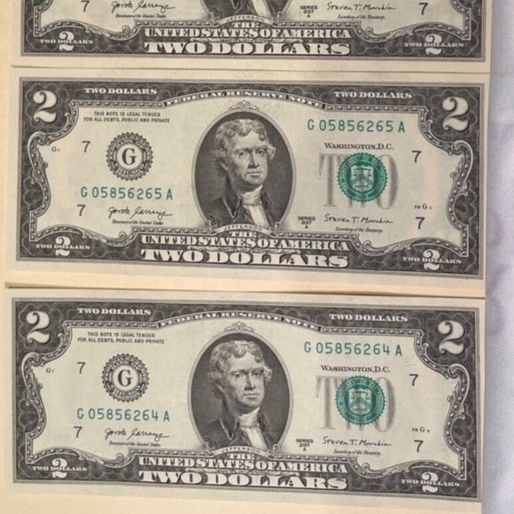 2017 Two Dollar Bills Lot of 4 Uncirculated/Low and Sequential #-64 to 67 - Picture 2 of 6